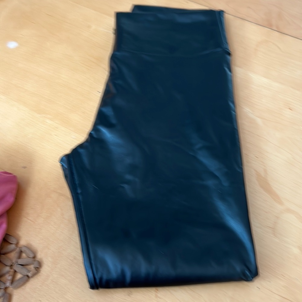 Faux black leather pants